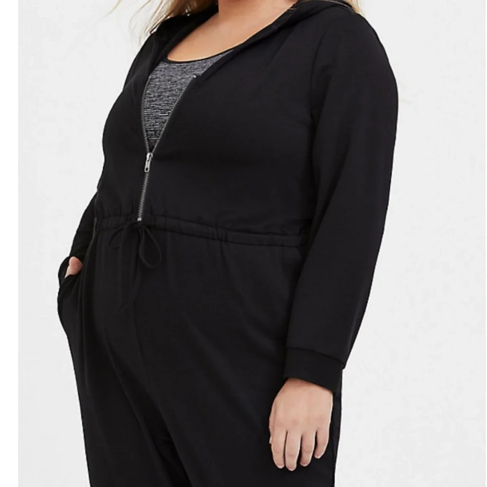 Torrid BLACK TERRY ZIP FRONT HOODED JUMPSUIT - Picture 5 of 11